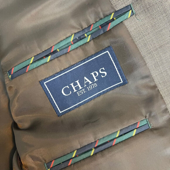 Chaps Ralph Lauren Blazer Mens 43 Brown Two Button Sport Coat Career Work Preppy - Picture 6 of 12